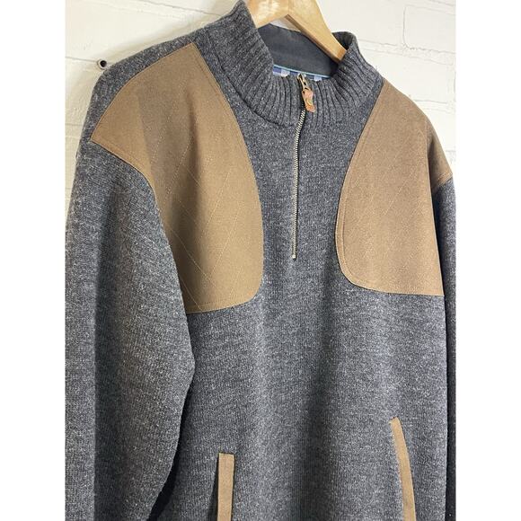 Orvis Ultimate Wool Sweater | Mens Large | Lined 1/4 Zip Pullover Gray | Vintage - Picture 6 of 11